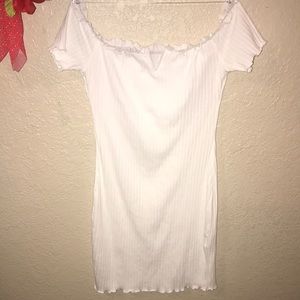 Ribbed off shoulder V wire mini dress